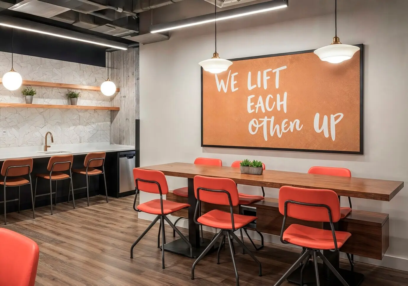 Moderner Büro-Besprechungsraum mit inspirierender Botschaft